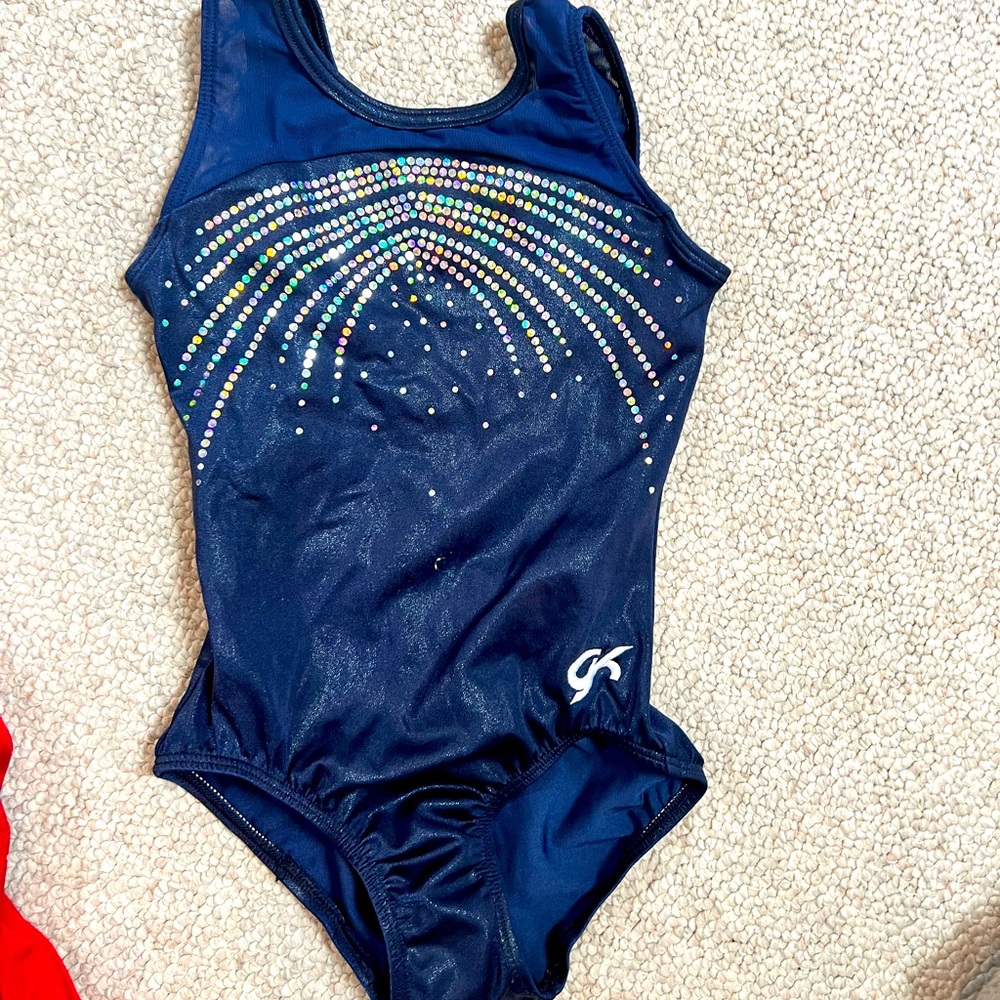 GK leotard navy blue. Size AXS.